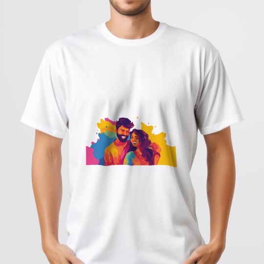 celebrate the excitement of Holi with holi Tshirt - white color regular fit tshirt