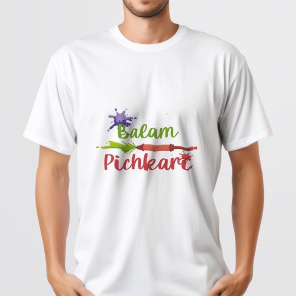 Enjoy The Festival of Holi with Colourful Balam Pichkari Printed Holi Tshirt