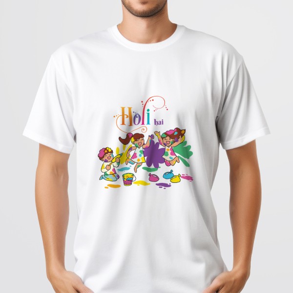 Holi Hai Kids Playing Holi - Holi Tshirts| Round neck| Regular Fit tshirts for men