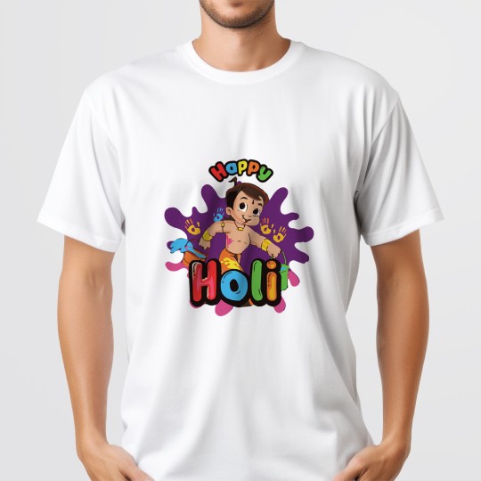 Happy Holi Chota Bhim - Fun character printed Holi tshirts| Round neck| Regular fit