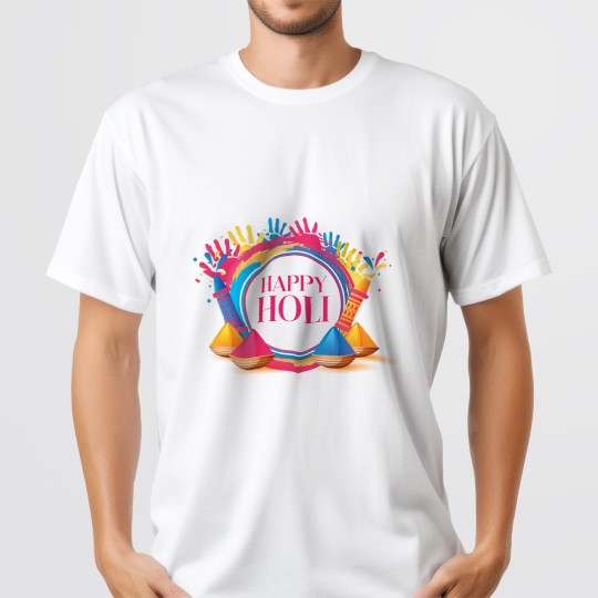 Holi Happiness starts with splash of colors and designed Holi tshirt