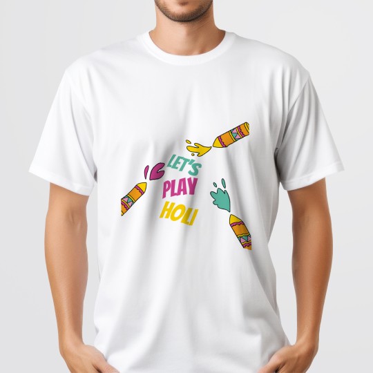 Let's Play Holi Logo - Holi Tshirt to enjoy this festival of colors