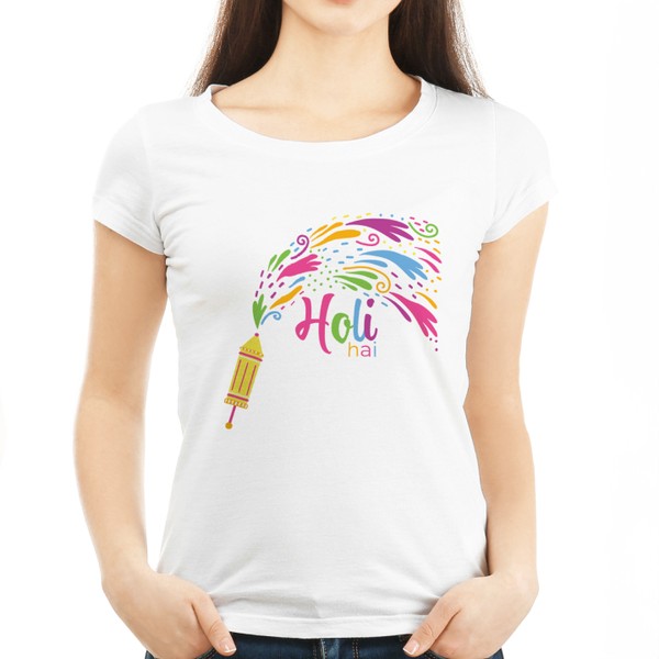 Celebrate Holi With Colourful  Pitchkari Printed Holi Tshirt