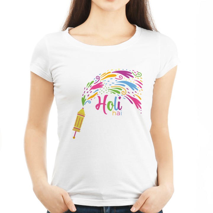 Celebrate Holi With Colourful  Pitchkari Printed Holi Tshirt
