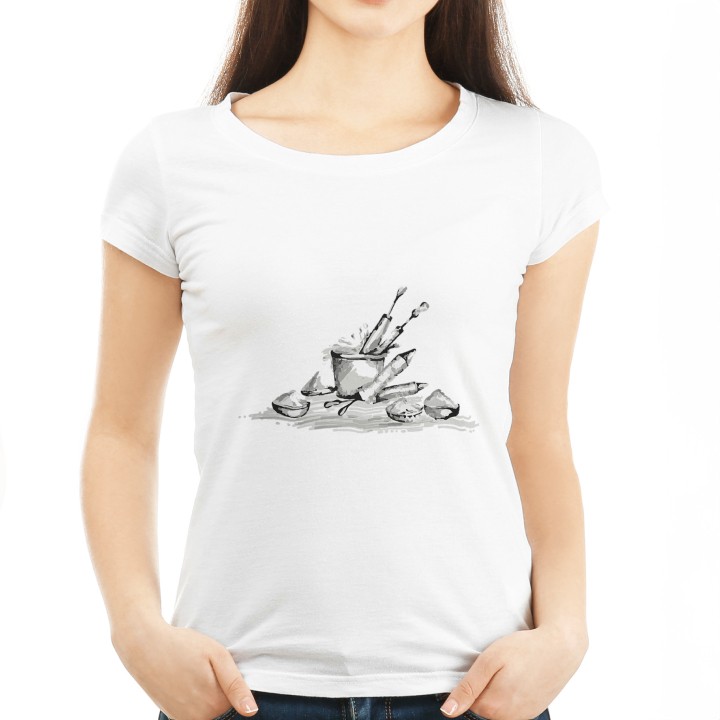 Black and White Printed - Happy Holi Tshirt for women