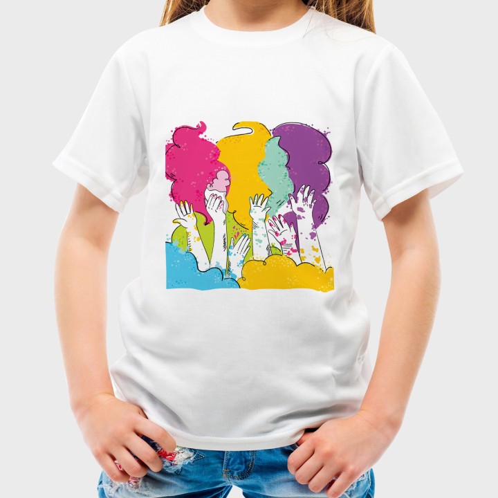 Designed Printed Happy Holi Tshirt for Kids